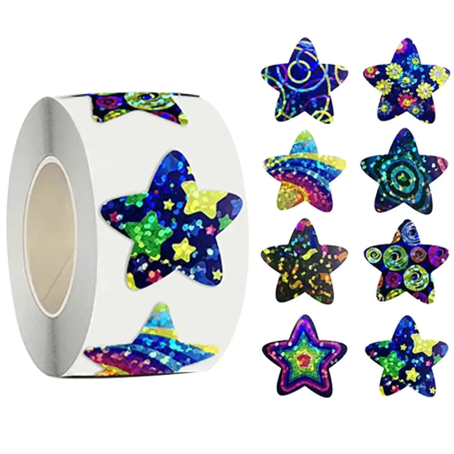 500 Stück Cartoon Stern Aufkleber in Multicolour mit 8 Mustern, Durchmesser: 2,5 cm - Bild 2