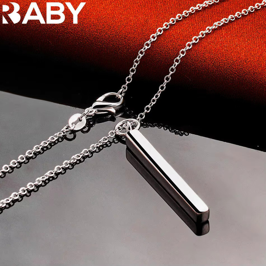 URBABY Halskette mit vertikalem Stab-Anhänger, 925 Silber, Unisex, 40–75 cm - Bild 4