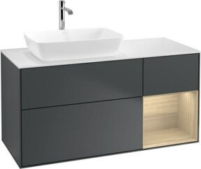 V&B Waschtischunterschrank Finion mit Wandbeleuchtung und offenen Regalfächern, lackiert, Breite: 120 cm, Tiefe: 50,1 cm, Höhe: 50,1 cm - Bild 1