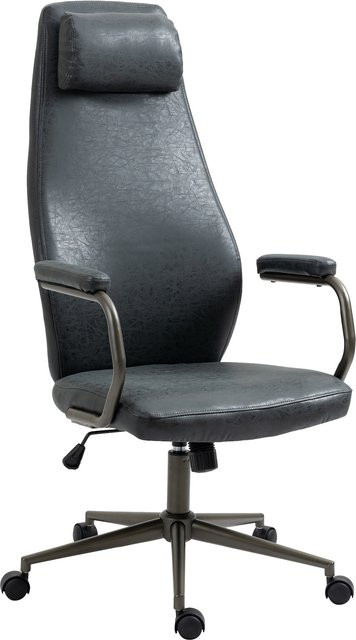 CLP Bürostuhl Pocatello in Schwarz mit Kopfstütze und Kunstleder-Bezug im Industrial-Look - Bild 1