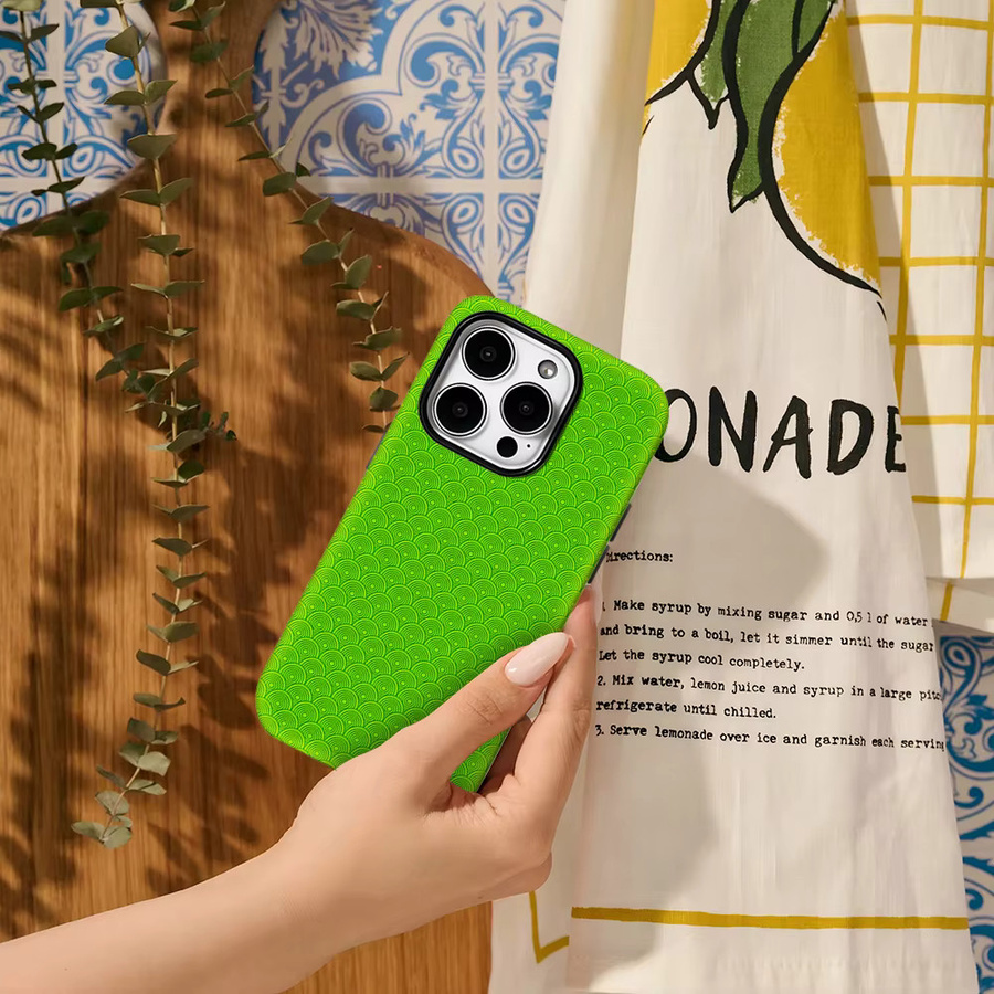 Potdemiel Handyhülle mit Schuppen-Design in Grün für iPhone 11 bis iPhone 17 Pro Max Plus, doppellagige Rückabdeckung - Bild 3