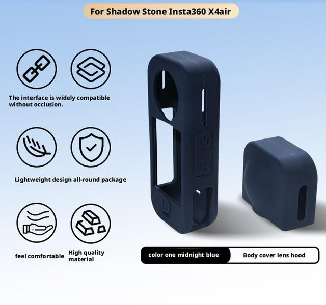 Insta360 X4 Air Zubehör-Set mit Silikon-Körperschutzhülle, 2-in-1-Objektivdeckel und Displayschutzfolie in Blau - Bild 1
