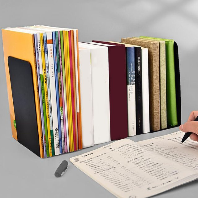 2 Stück Buchstützen aus Metall in Schwarz für Regale und Bibliotheken - Bild 1