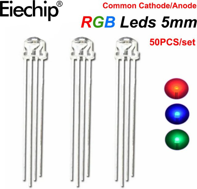 50 Stück RGB LED Diode Set mit 5mm Strohhut Leuchtdioden für Arduino in Multicolour - Bild 1