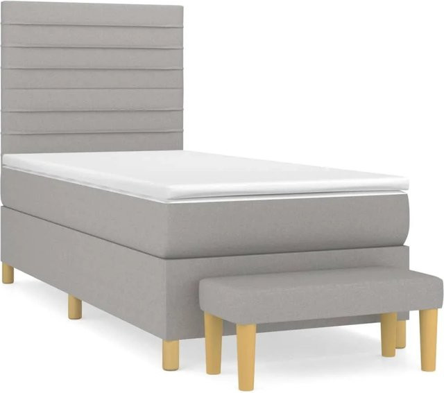 vidaXL Boxspringbett mit Matratze Hybrid-Design in Hellgrau und Weiß, B/T/H: 100 x 200 x 128 cm - Bild 1