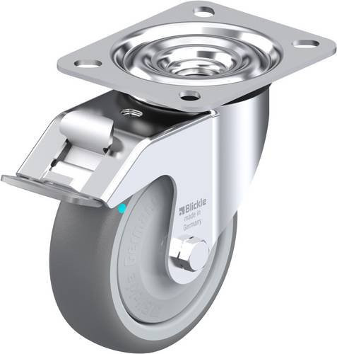 Blickle Lenkrolle LE-TPA 102KFD-FI mit Feststeller, Rad-Durchmesser: 100 mm, Tragfähigkeit: 110 kg, Farbe: Grau/Silber - Bild 1