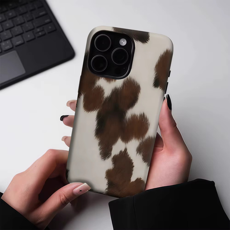 Potdemiel Handyhülle mit Magnetfunktion in Braun für iPhone 17 16 15 14 13 Pro Max Plus mit Fell-Optik und robuster Doppel-Schicht-Konstruktion - Bild 3