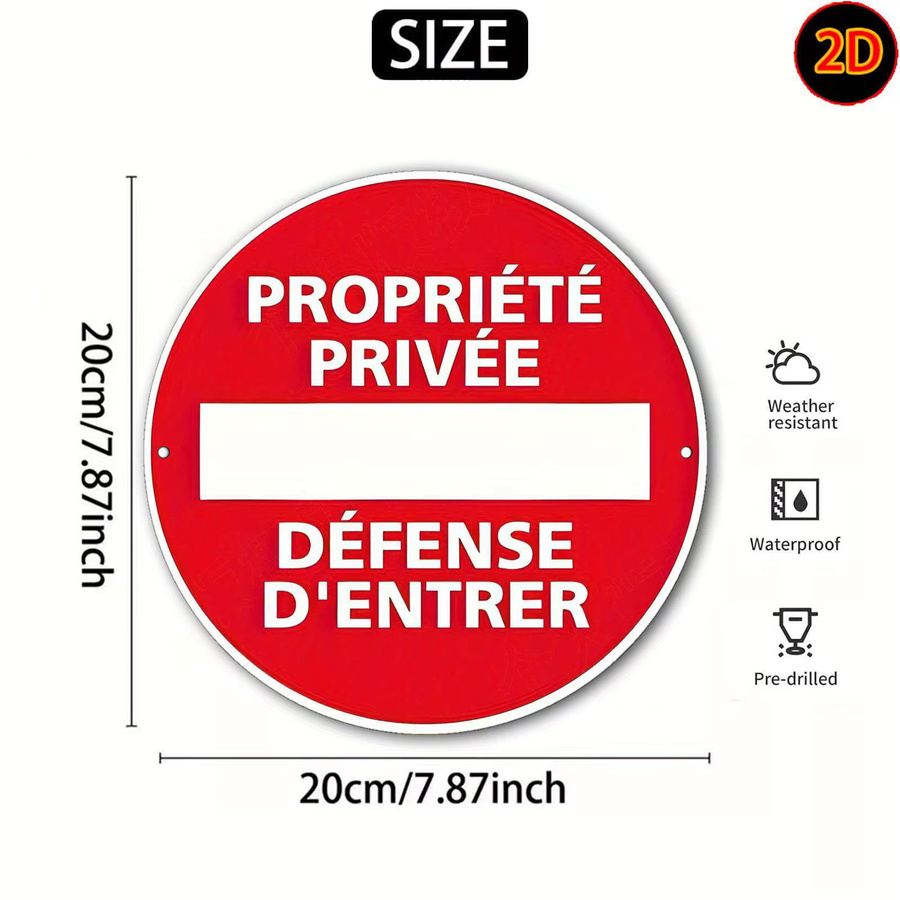 Rundes Aluminiumschild Potdemiel No Entry in Rot, kreisförmiges Metallschild Durchmesser: 20 cm - Bild 5