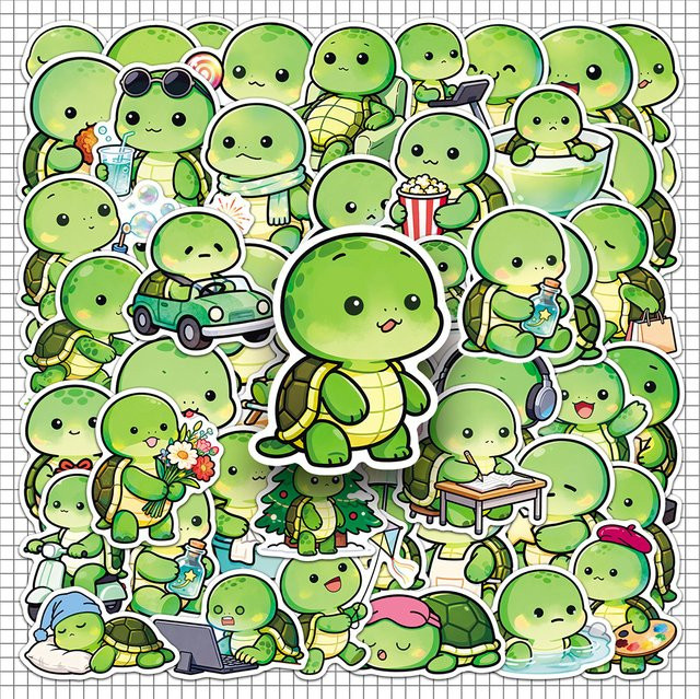 Rspctou Kawaii Cartoon Grüne Schildkröte Aufkleber für Wasserflaschen und Telefone - Bild 1