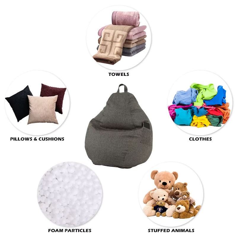 Willstar Sitzsack-Sofabezug aus Polyester in Grau mit Aufbewahrungstasche - Bild 4