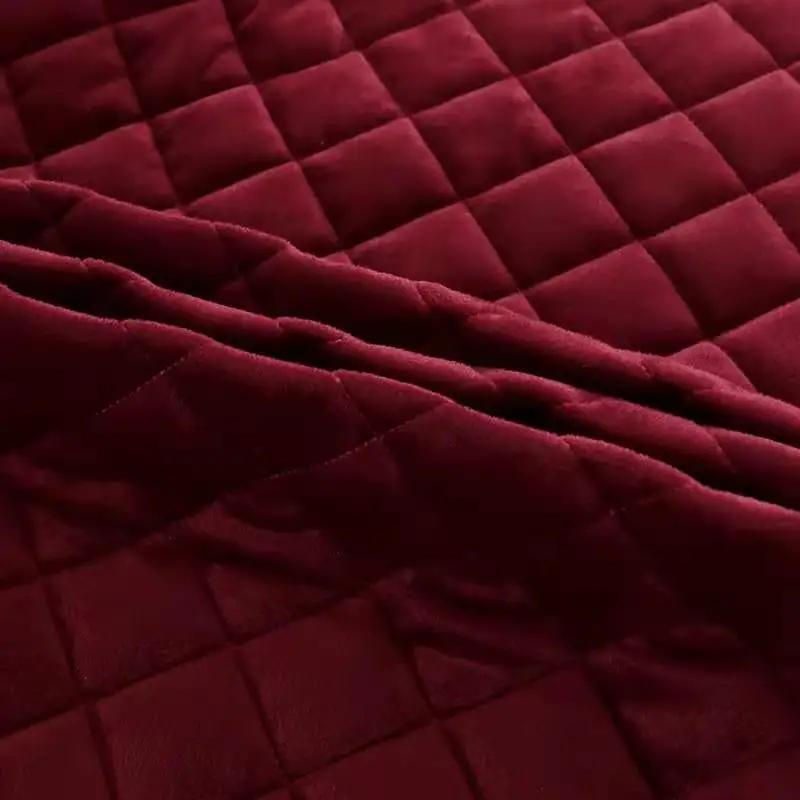 Luxuriöser gesteppter Bettrock aus warmem Samt in Rot, King-Size, B/T: 180 x 220 cm - Bild 4