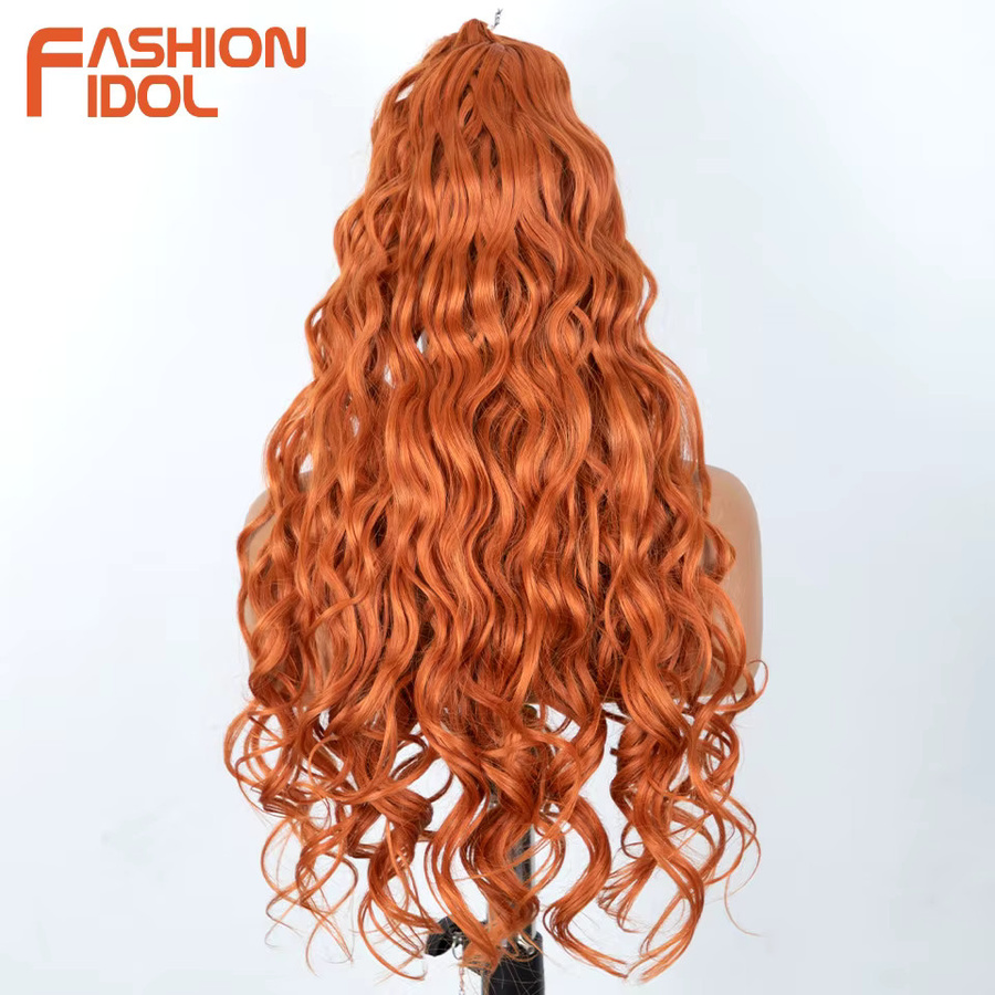 FASHION IDOL Angelina Hair Synthetisches Body Wave-Häkelhaar, Ombre Orange, Damen - Bild 2