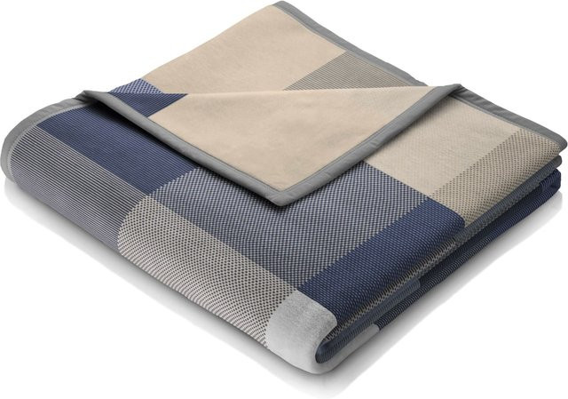 Biederlack Wohndecke Woven in Blau mit Karomuster aus Baumwolle - Bild 2