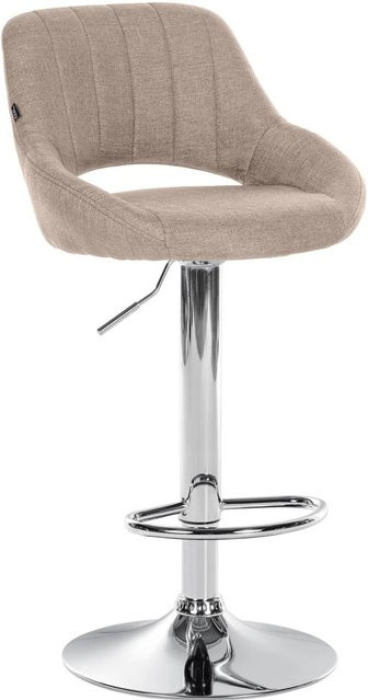 CLP Barhocker Milet höhenverstellbar mit Lehne, gepolsterter Barstuhl aus Stoff in Beige mit Metallgestell, drehbar - Bild 1
