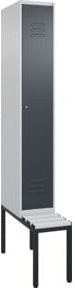 C+P Spind Classic PLUS Garderobenspind mit Sitzbank, 1 Abteil, Lichtgrau, B/H/T: 212,0 x 81,5 x 30,0 cm - Bild 1