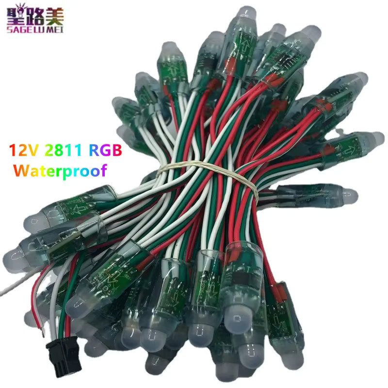 50er Set SAGE LU MEI adressierbare WS2811 LED Module, RGBIC Pixel Licht String, wasserdicht, Multicolor, 12mm - Bild 1