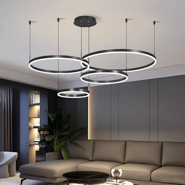 Gbbmade Moderne LED Ring Pendelleuchte in Schwarz für Wohnzimmer und Esszimmer - Bild 1