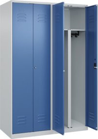 C+P PSA Doppel-Spind Classic PLUS mit 4 Abteilen, Stahlkonstruktion, Lichtgrau/Fernblau, B/H/T: 120 x 185 x 50 cm, mit Zylinderschloss - Bild 1