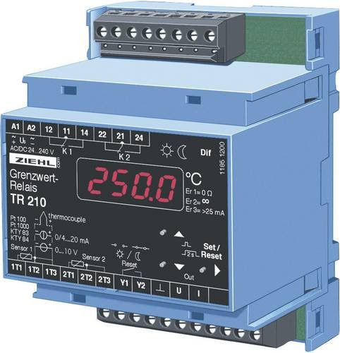 Ziehl TR 210 Temperaturregler KTY -270 bis 1820°C mit Relais 5 A und Analog Strom, Farbe: Blau, B/T/H: 70 x 58 x 90 mm - Bild 1