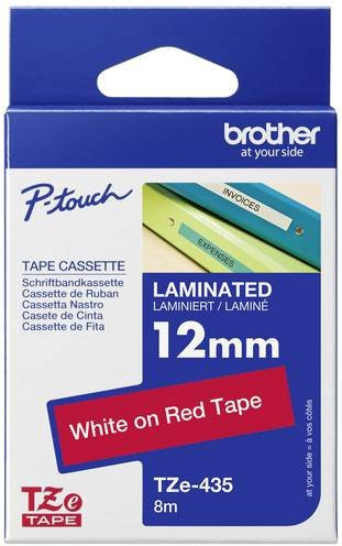 Brother TZe-435 Schriftbandkassette für P-touch, Farbe: Rot, Schriftfarbe: Weiß, Breite: 12 mm, Länge: 8 m - Bild 1