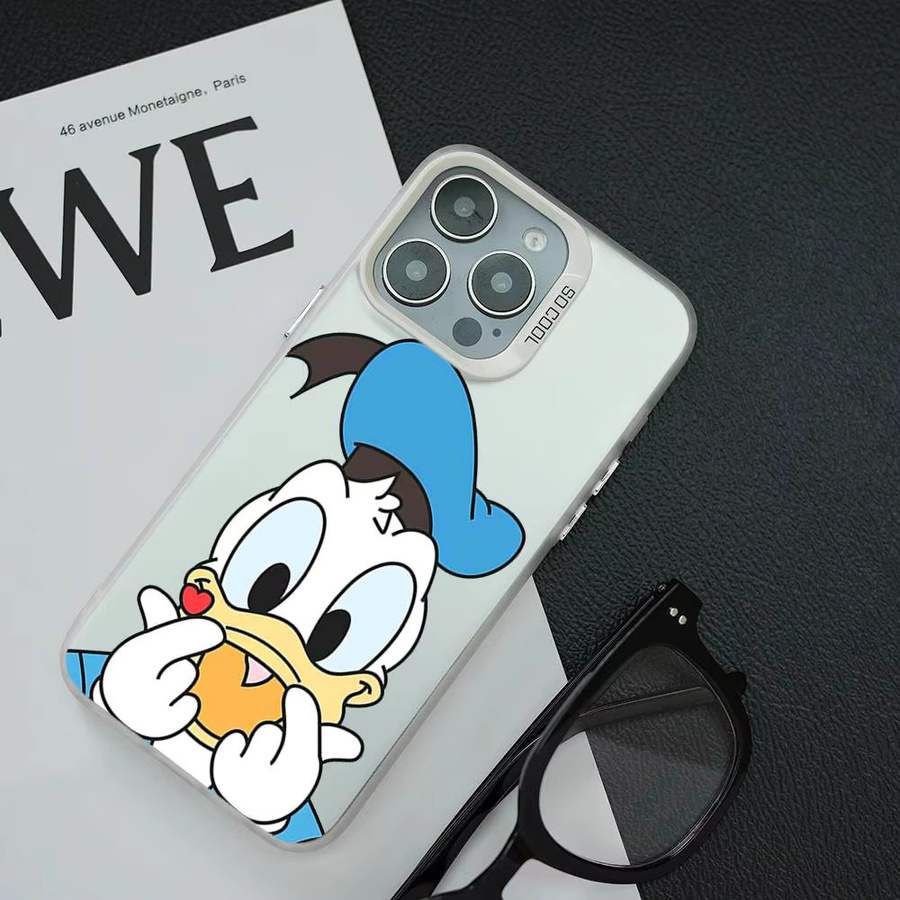 Mesuca D-Donald Duck Cartoon Handyhülle für iPhone 11 bis iPhone 17 Pro Max, Galvanisch Versilbert, Stoßfeste Schutzhülle, Silber/Mehrfarbig - Bild 4
