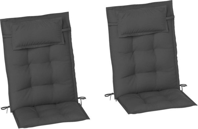 Outsunny 2er Set Liegenauflage für Sonnenliegen aus Polyester, wasserabweisend und gesteppt, Grau, B/H/L: 50 x 5 x 116 cm - Bild 3