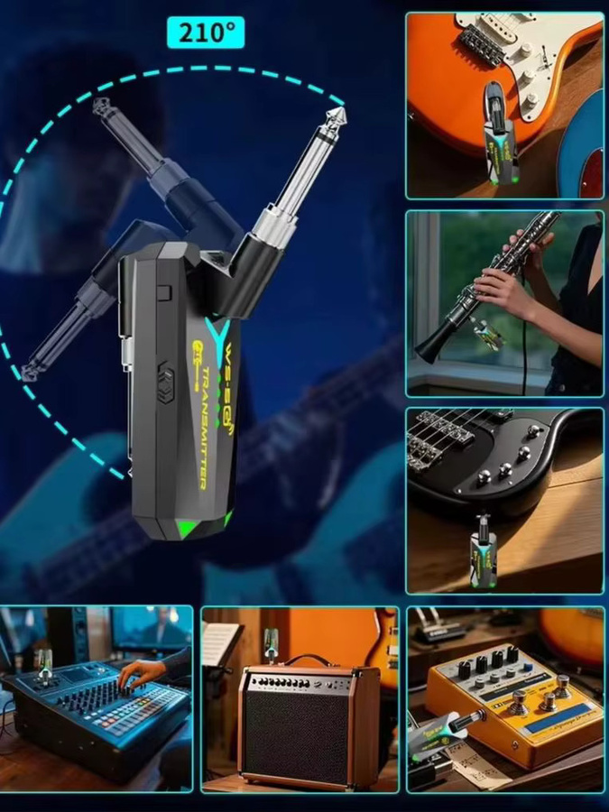JAMJUM WS-5G 5,8GHz Kabelloser Audio-Sender und -Empfänger in Schwarz mit 3,5 mm und 6,35 mm drehbarem Anschluss - Bild 5