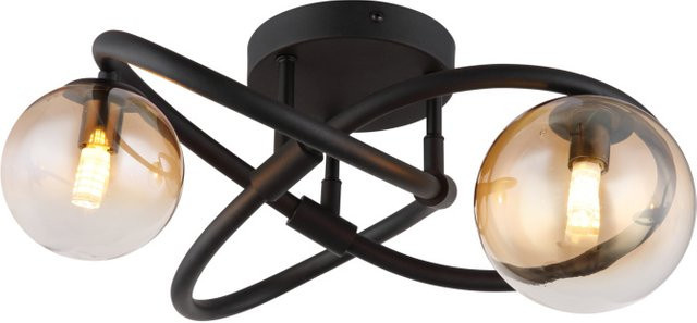 GLOBO Lighting Deckenleuchte TUBERIUS in Schwarz und Transparent, modern mit Glas und Metall, H: 20 cm, B: 41 cm, G9 Fassung - Bild 1