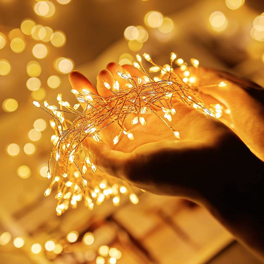 IEEYEEY LED Feuerwerkskörper Lichterkette mit Fernbedienung und USB-Anschluss in Warmweiß für Hochzeit, Party und Weihnachtsdekoration - Bild 3