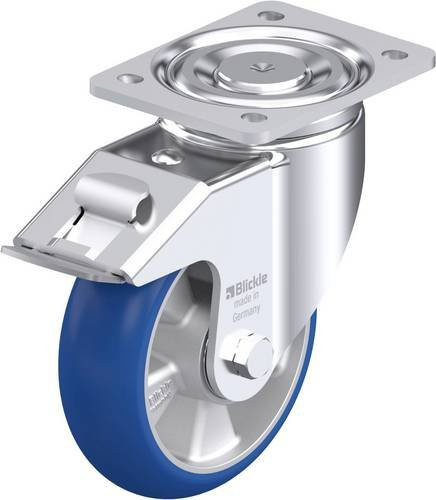 Blickle Stahlblech-Lenkrolle LH-ALBS 160K-FI-CO in Silber und Blau mit 160 mm Rad-Durchmesser und einer Tragfähigkeit von max. 580 kg - Bild 1