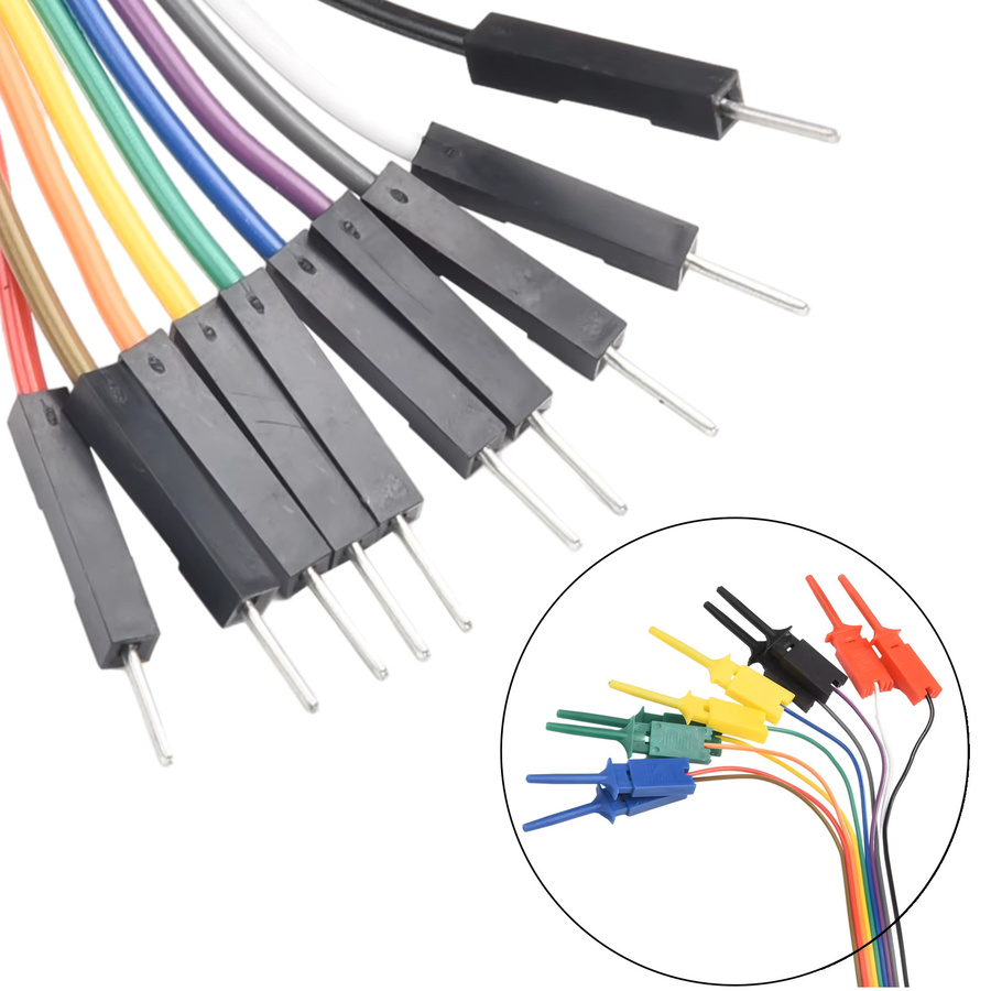 10Pin Logikanalysator Messleitung mit Haken und Kabelklemmen, 5 Farben, Länge: 20 cm - Bild 3