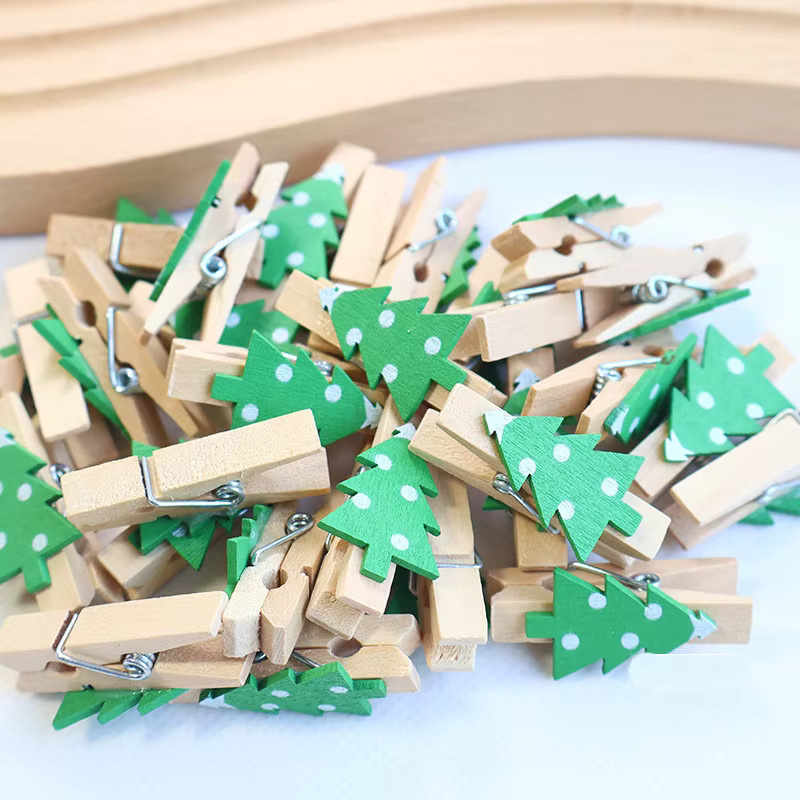 10 Stück Holzklammern für Weihnachtsdekoration und Party als DIY Foto Wandclips - Bild 2