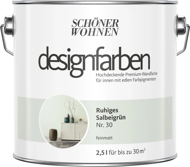 Schöner Wohnen Designfarben Wandfarbe Plaster in Ruhiges Salbeigrün, matt, 2,5 l - Bild 1