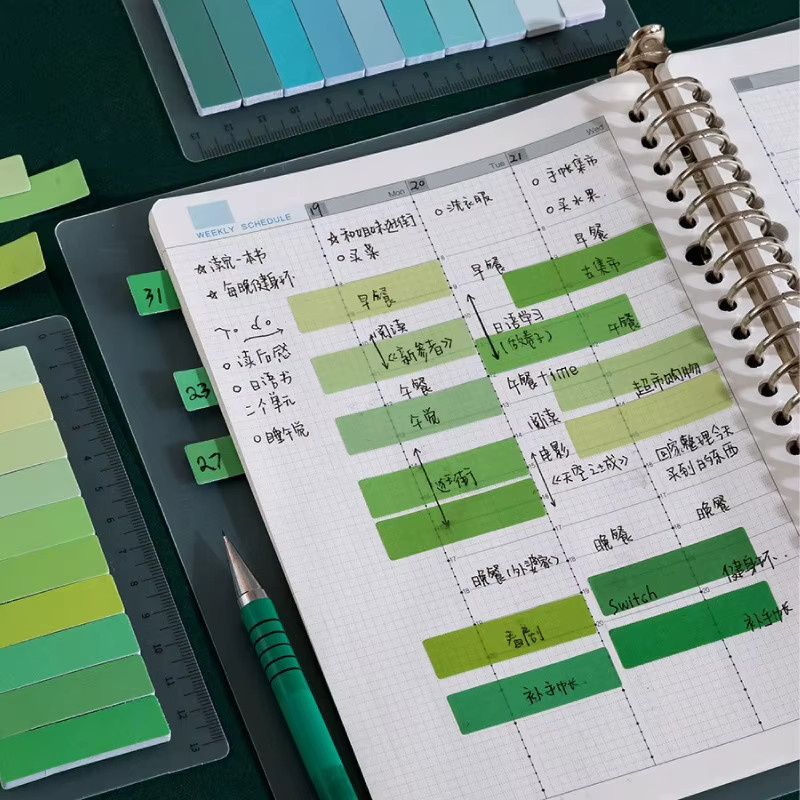 Momo-Pad Schreibwaren-Set im japanischen Stil mit Notizbuch, Lineal und Haftnotizen, 6 verschiedene Arten - Bild 1