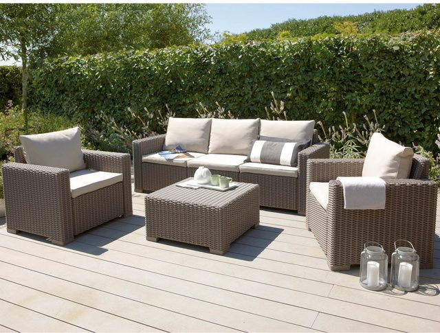 4-teiliges Garten-Lounge-Set Mombasa von Best aus Polyrattan in Cappuccino/Sand mit Rundgeflecht-Optik - Bild 1