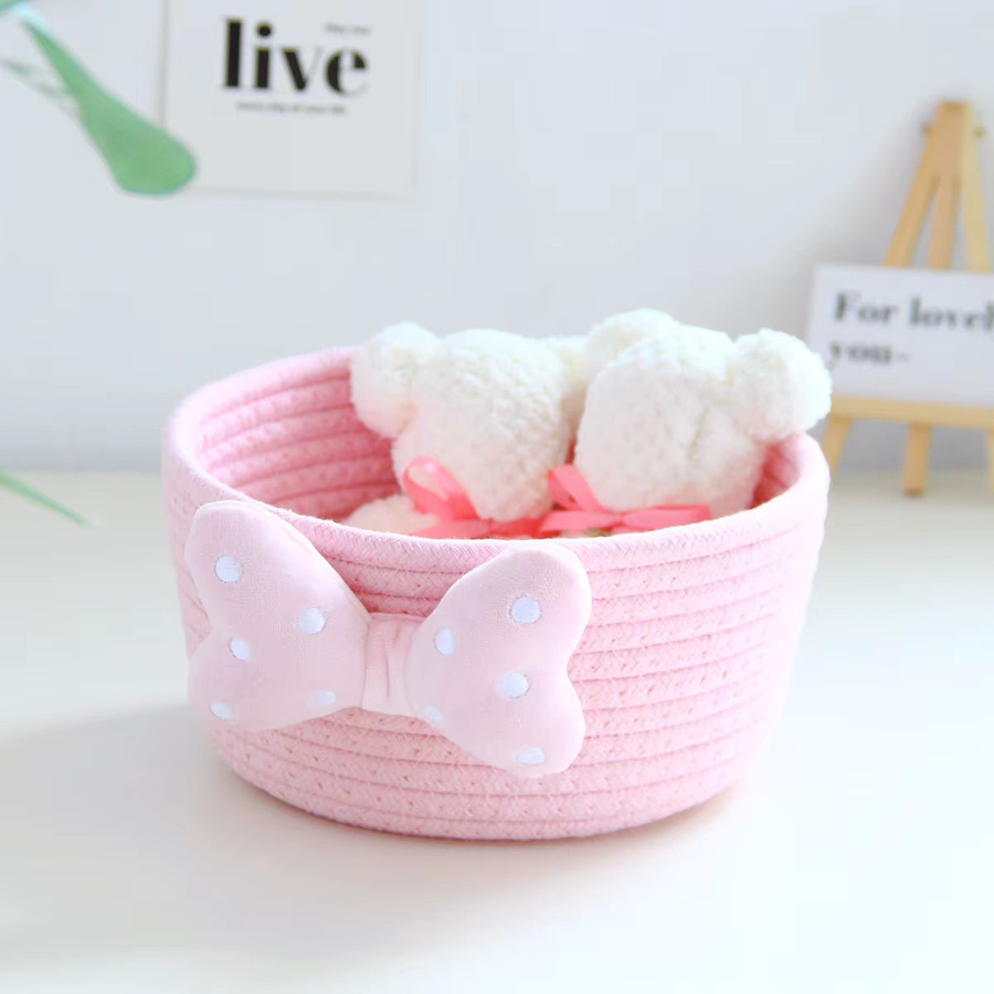 Cartoon Aufbewahrungskorb aus gewebtem Baumwollseil in Pink für Schmuck, Kosmetik und Spielzeug - Bild 1