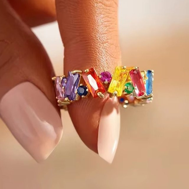 Huitan Ring, Regenbogen-CZ, Damen - Bild 1
