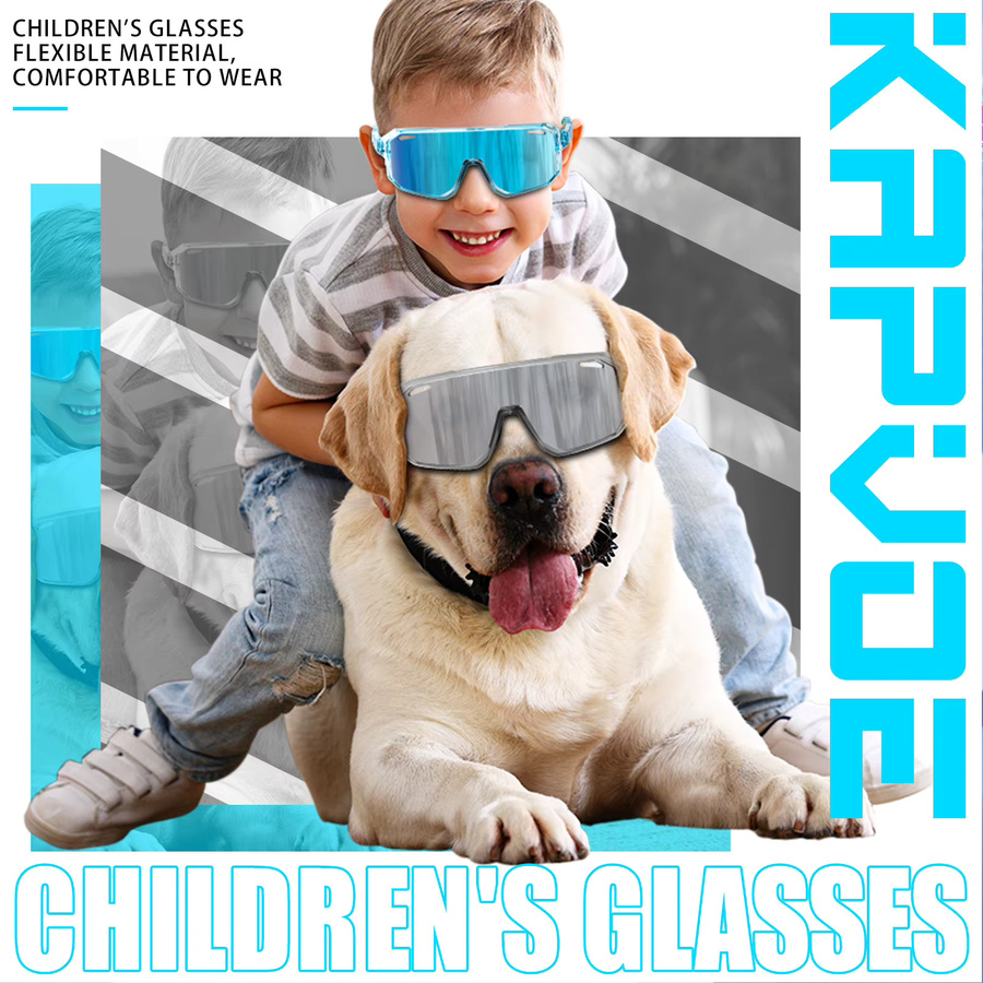 Kapvoe Sportsonnenbrille Kinder, Vollrand, Kunststoff - Bild 1