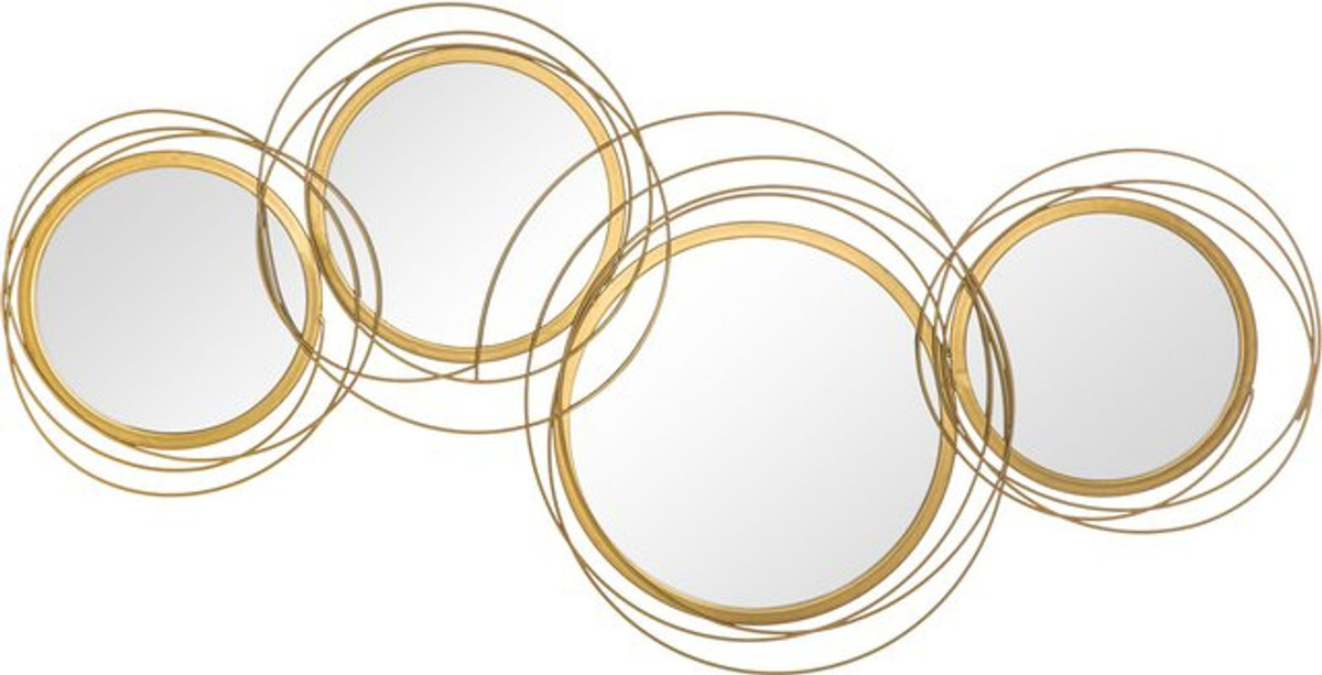 HOMCOM Spiegel-Set Wanddekoration aus Metall in Gold mit 4 runden Spiegeln für Wohnzimmer und Schlafzimmer - Bild 1