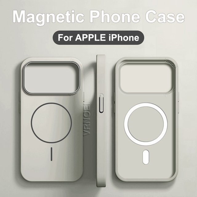 VRNOEI Matte PC-Handyhülle für iPhone 11 bis iPhone 17 Pro Max in Beige mit magnetischem kabellosem Laden und stoßfester Hartschale - Bild 1