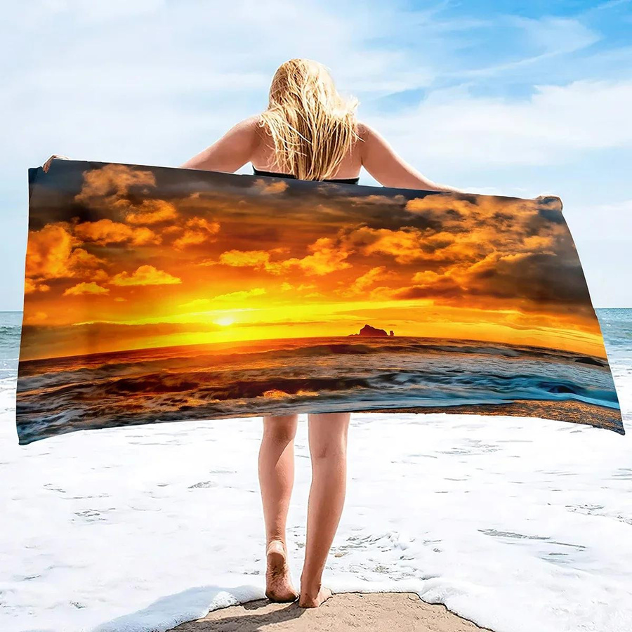 Ultraweiches und saugfähiges Strandtuch mit Meer und Ozean Motiv in Weiß, B: 30 cm, H: 60 cm - Bild 2