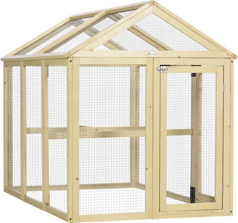 PawHut Hühnerstall aus Holz mit Drahtgitter in Braun, B/T/H: 140 x 88,5 x 106 cm von Aosom