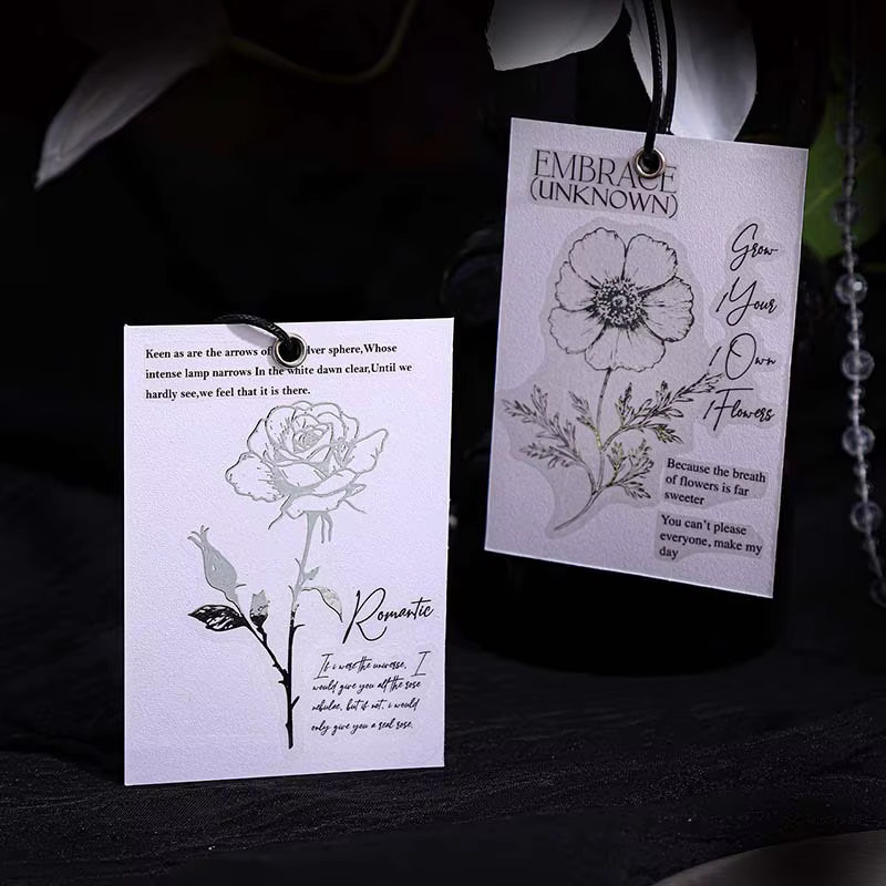 Silberfolien-Aufkleber-Set mit floralen Strichzeichnungen und Blattmotiven in 6 Designs - Bild 4
