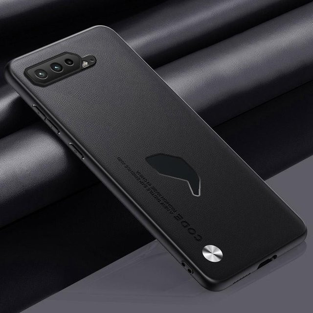 Luxus PU Lederhülle für Asus ROG Phone 5 und 5S 5G in Schwarz mit mattem Silikon-Vollschutz - Bild 1