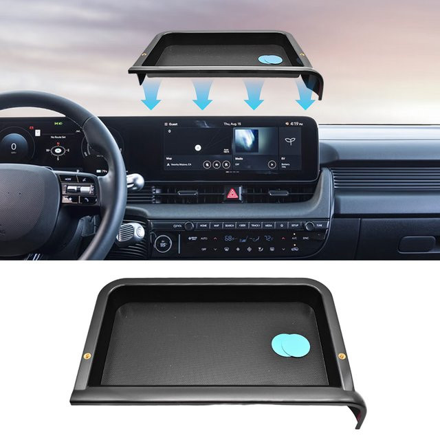 JYMAOYI Multifunktionale Auto-Aufbewahrungsbox mit Doppel-Telefonhalterung für Hyundai Ioniq 5 (2022-2025), Schwarz - Bild 1