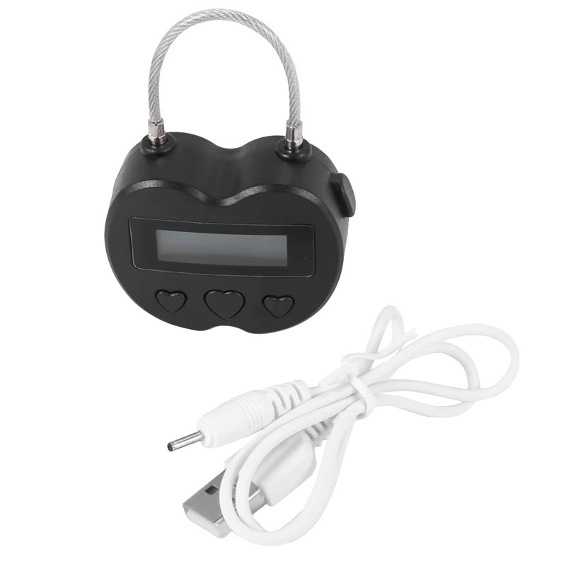 4er-Set Smart Time Lock Multifunktionale elektronische Zeitschloss mit LCD-Display, USB wiederaufladbarer temporärer Timer in Schwarz - Bild 5