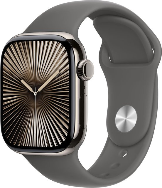 Apple Watch Series 10 GPS + Cellular, 42 mm Titangehäuse Natur, Sportarmband Steingrau - S/M - Bild 1