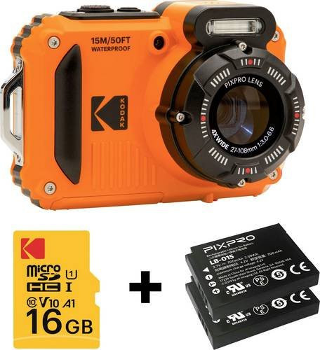 Kodak Digitalkamera in Orange mit 15 Megapixeln, 4-fach optischem Zoom, WiFi und Bildstabilisierung inklusive Akku und Speicherkarte - Bild 1