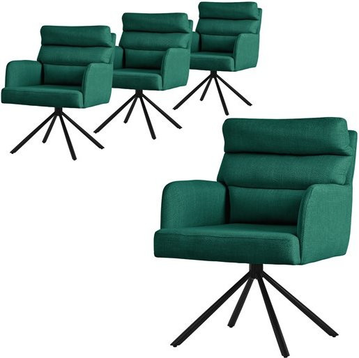ML-Design Esszimmerstuhl 4er Set Dunkelgrün Drehbar mit Polsterung und Armlehnen aus Samt und Stahl - Bild 1