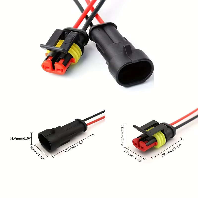 10 Stück 2-polige elektrische Kabelstecker 18 AWG Set mit männlichen und weiblichen Steckverbindern in Schwarz für Auto und LKW - Bild 3